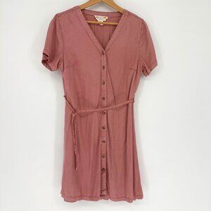 C&C California Pink Mini Dress Short Sleeve Buttons Lyocell Medium Clean Girl